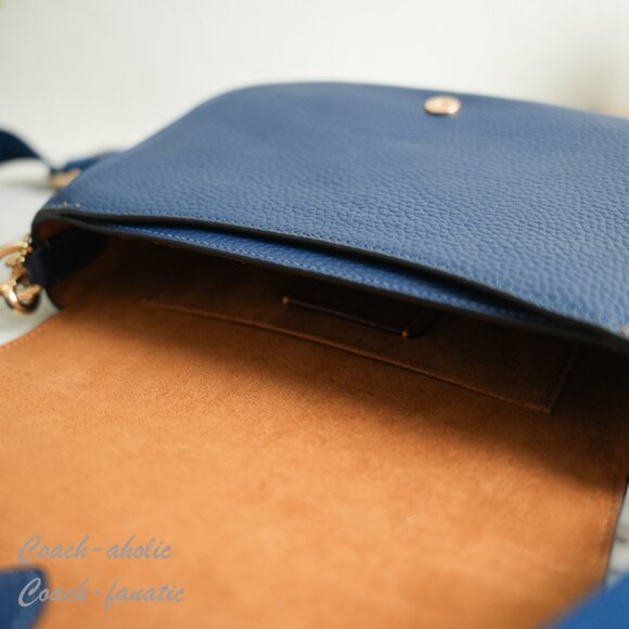 NWT Coach CP107 Amelia Saddle Bag Shoulder Bag Crossbody in Gold/Deep Blue - Picture 10 of 11